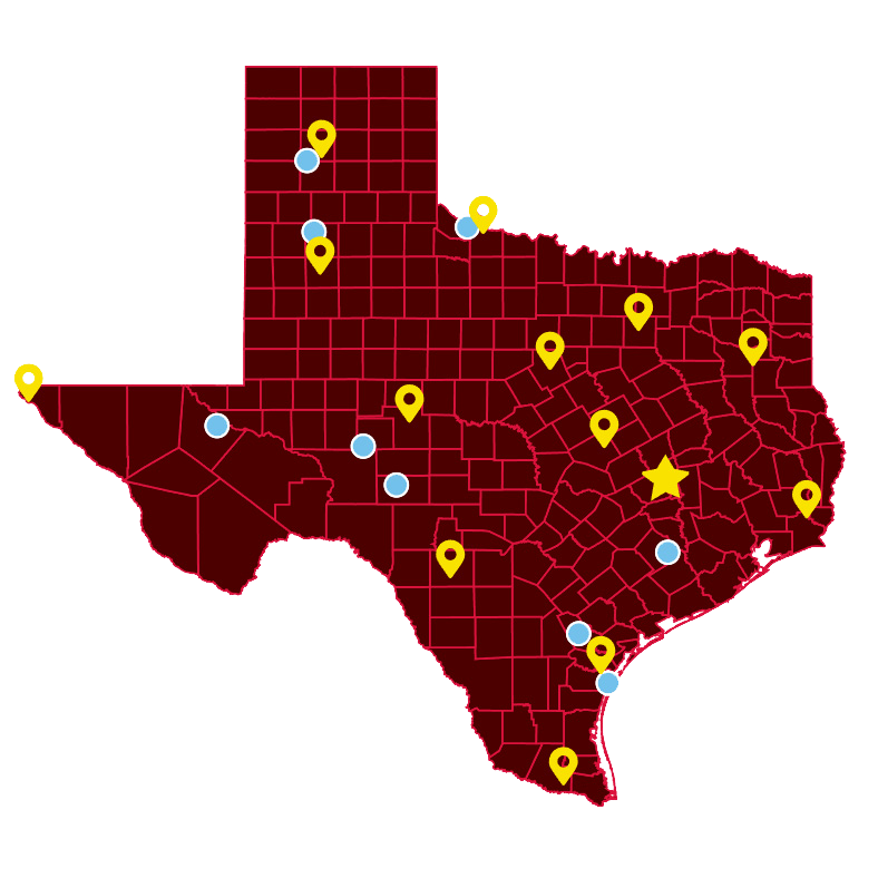 Map of Texas A&M AgriLife centers 